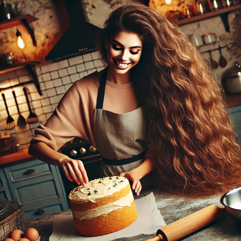 Chica hacien pastel
